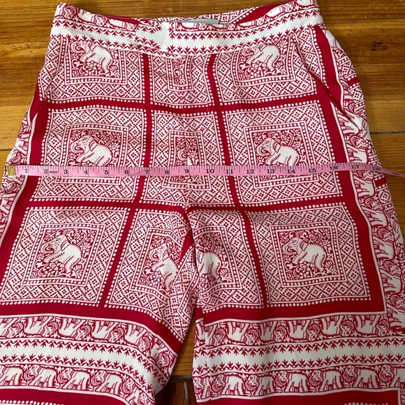 Silk high-waisted pants. Wide-leg with elephant pattern - Picture 7 of 7